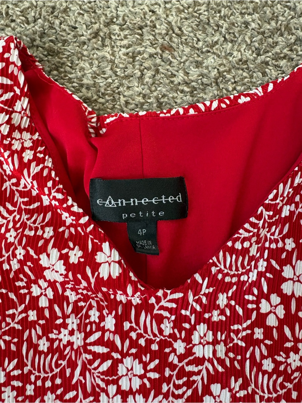 connected apparel Red and White Floral Midi Dress